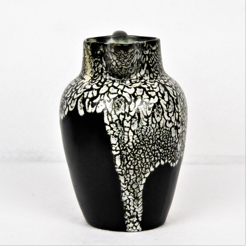 Black and white vase by Léon Pointu ceramic - 1930s