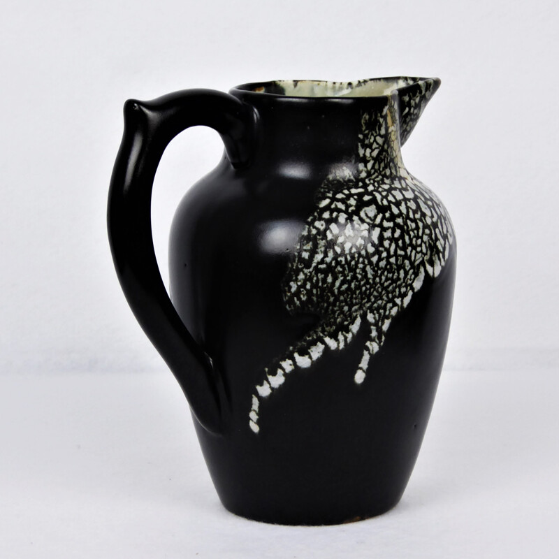 Black and white vase by Léon Pointu ceramic - 1930s