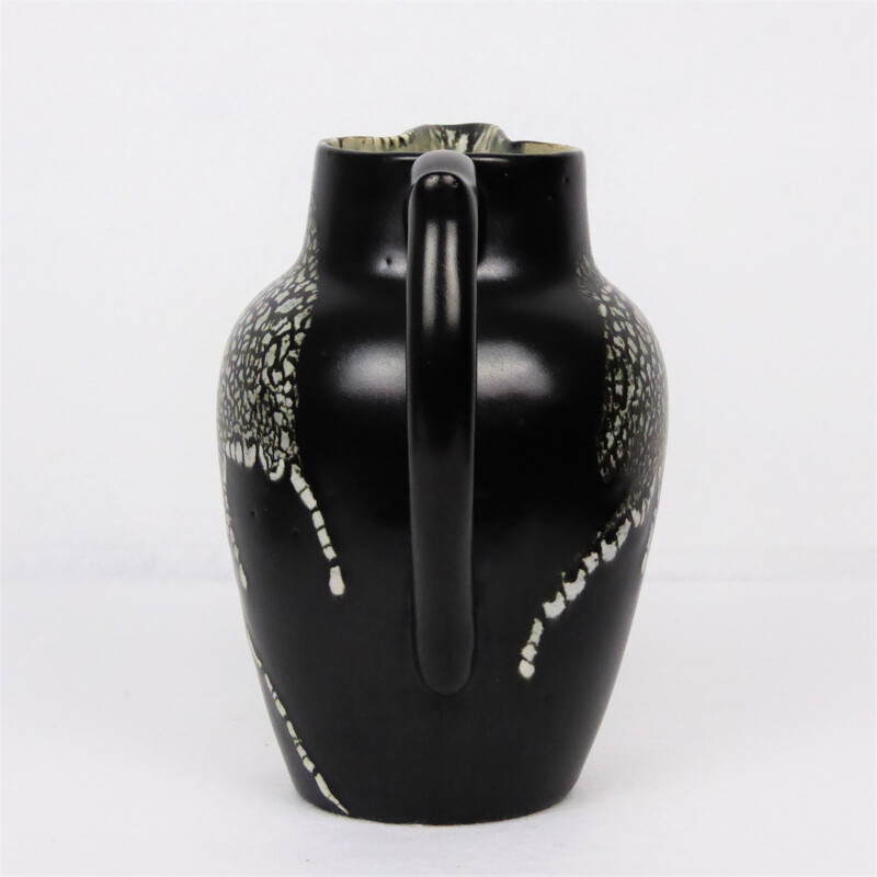 Black and white vase by Léon Pointu ceramic - 1930s