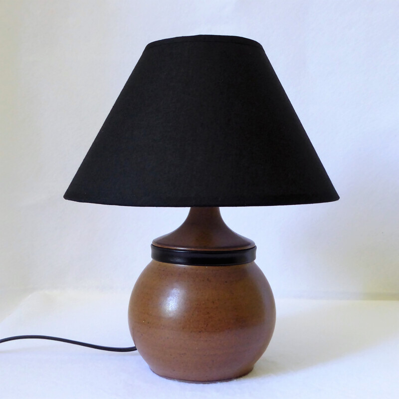 Lampe en céramique et cuir de Gabriel Hamm - 1980