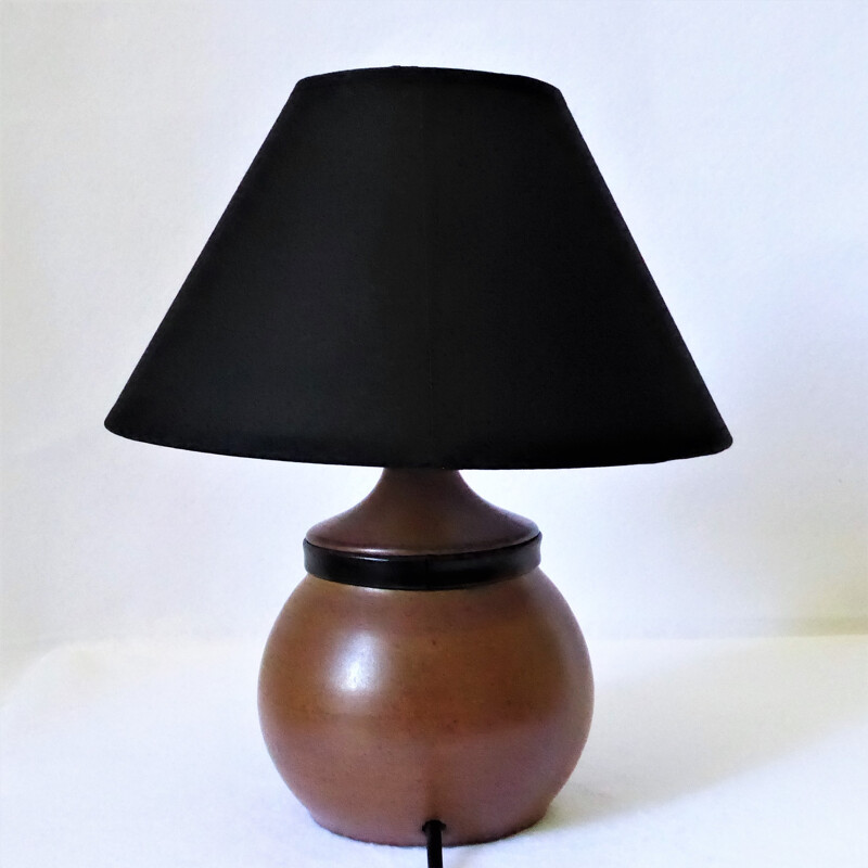 Lampe en céramique et cuir de Gabriel Hamm - 1980