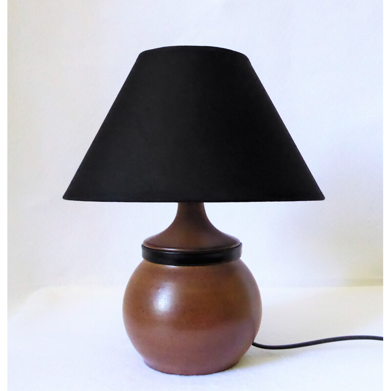 Vintage ceramic and leather lamp by Gabriel Hamm - 1980s