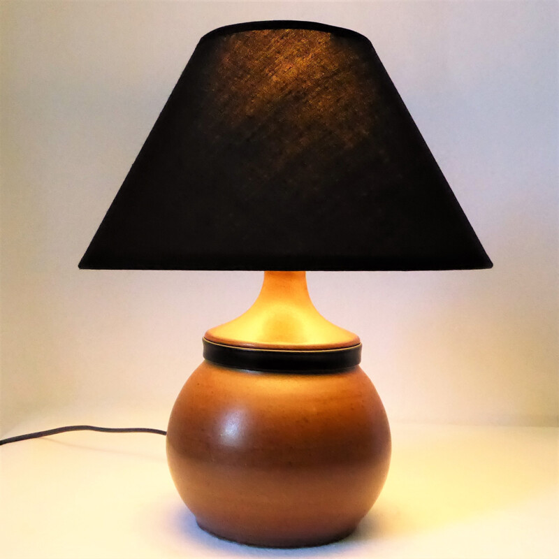 Lampe en céramique et cuir de Gabriel Hamm - 1980