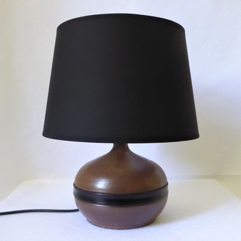 Ceramic and leather lamp by Gabriel Hamm - 1980s