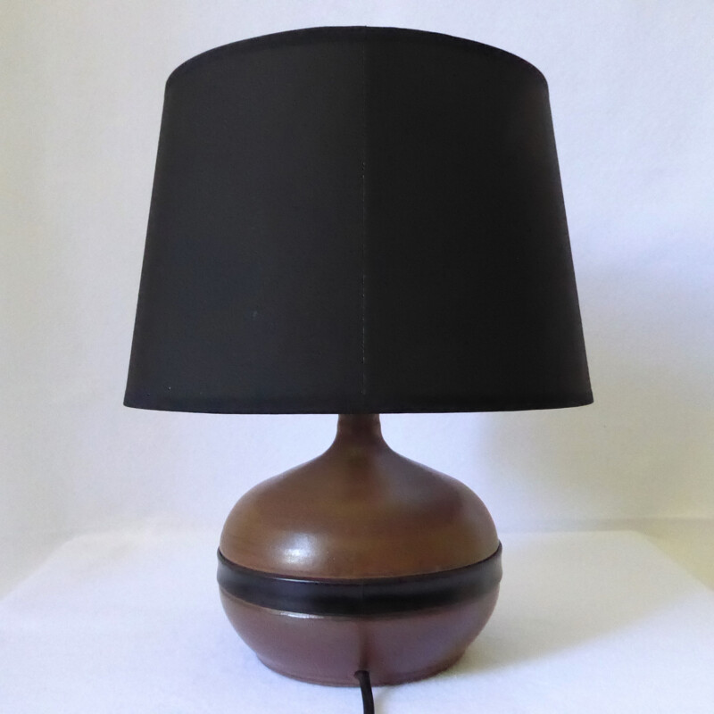 Ceramic and leather lamp by Gabriel Hamm - 1980s