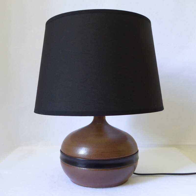 Ceramic and leather lamp by Gabriel Hamm - 1980s
