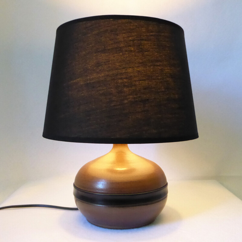 Ceramic and leather lamp by Gabriel Hamm - 1980s