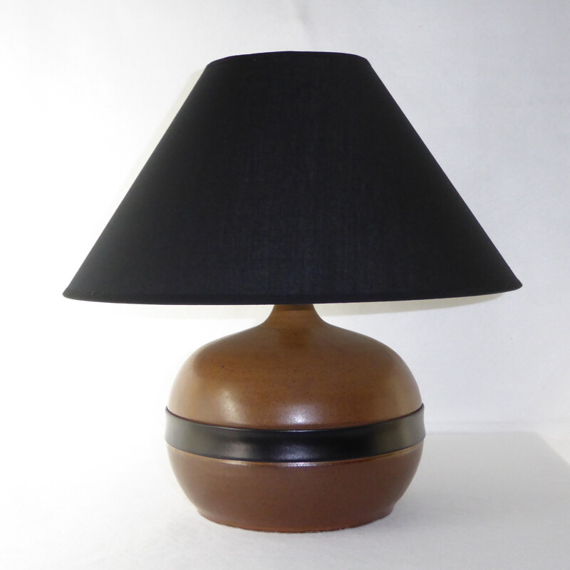 Vintage Ceramic and leather lamp by Gabriel Hamm - 1980s