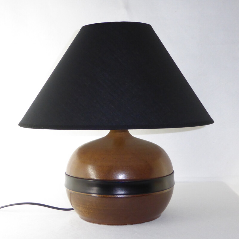 Vintage Ceramic and leather lamp by Gabriel Hamm - 1980s