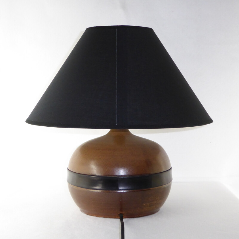 Vintage Ceramic and leather lamp by Gabriel Hamm - 1980s