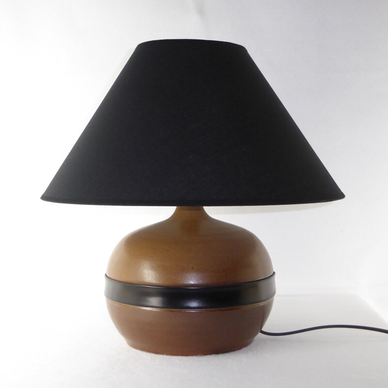 Vintage Ceramic and leather lamp by Gabriel Hamm - 1980s