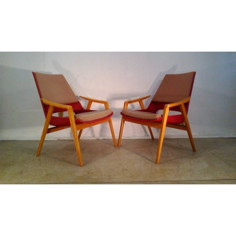 Suite van 2 Vintage Lounge fauteuils van Miroslav Navratil - 1960