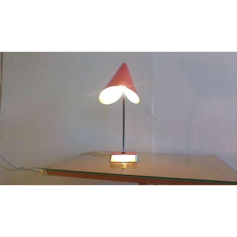 Lampe de Table Vintage Rouge par Josef Hurka - 1950