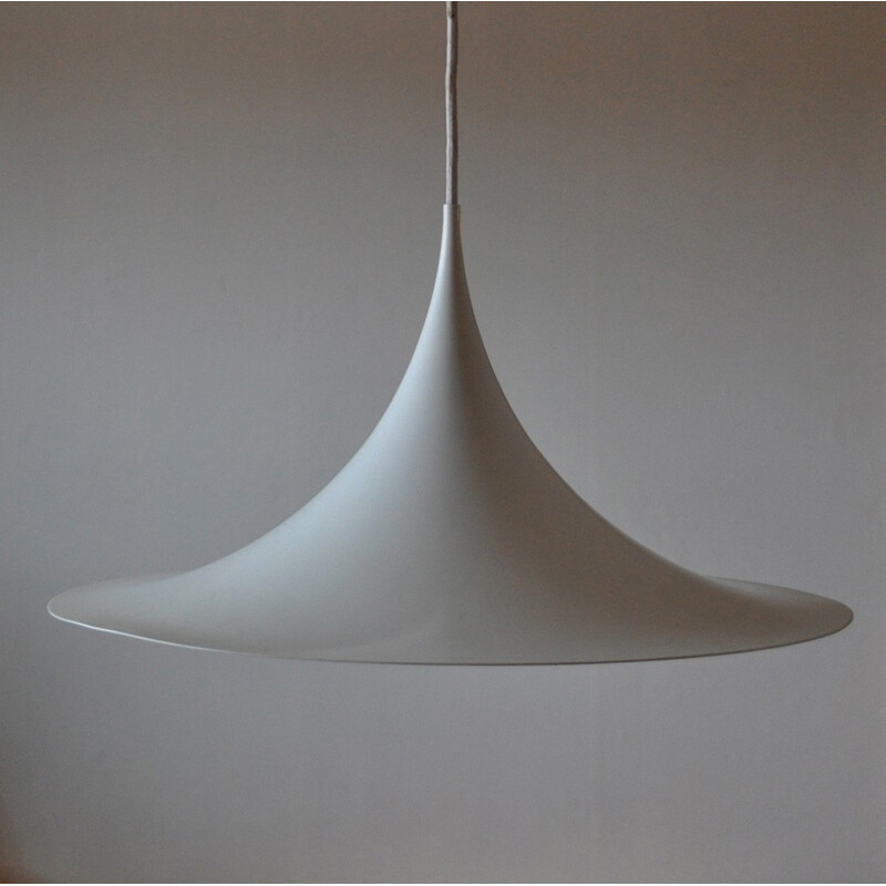 Vintage white pendant lamp in metal - 1970s