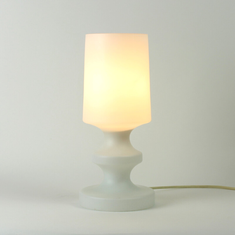 Vintage White Glass Table Lamp By Ivan Jakes - 1970s