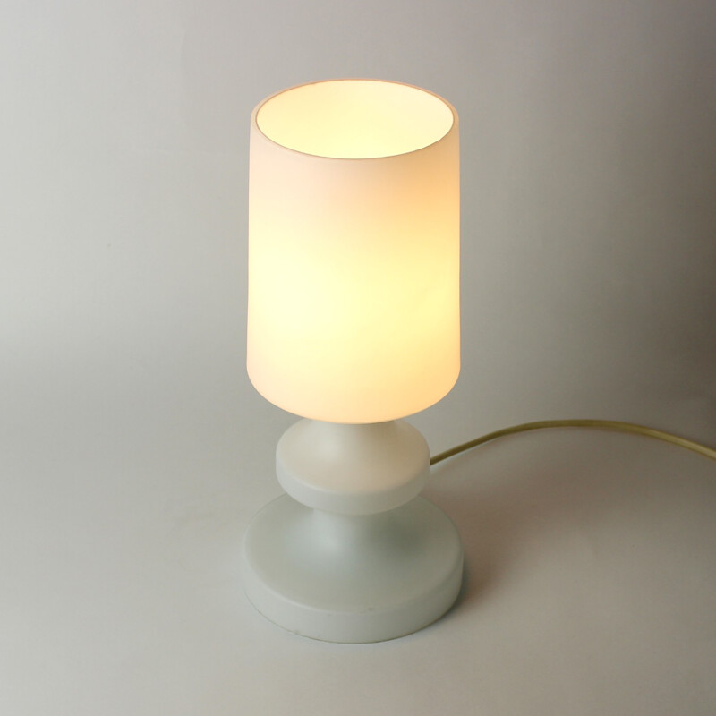 Vintage White Glass Table Lamp By Ivan Jakes - 1970s