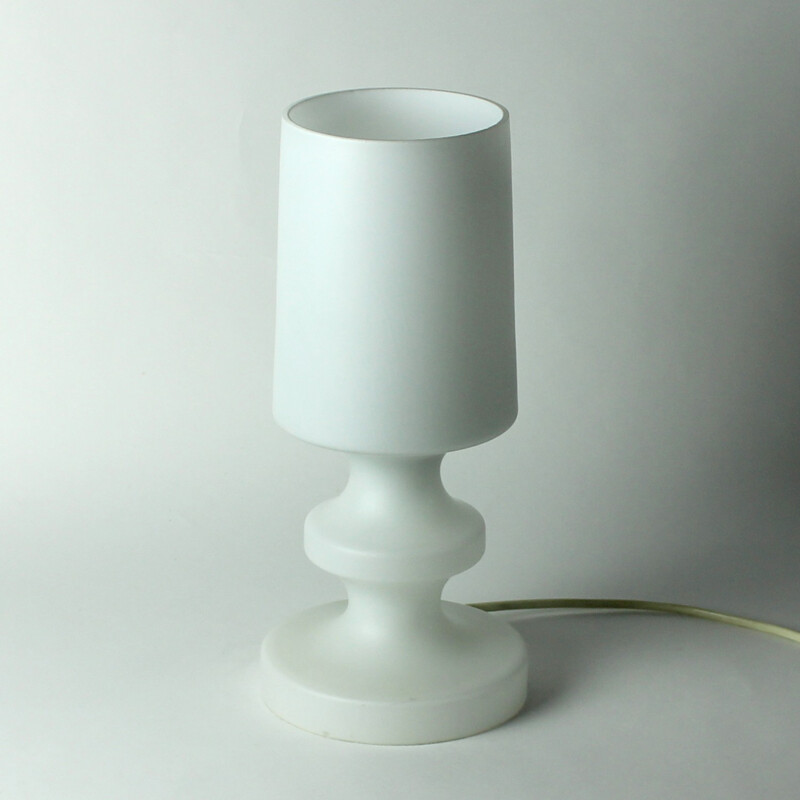 Vintage White Glass Table Lamp By Ivan Jakes - 1970s