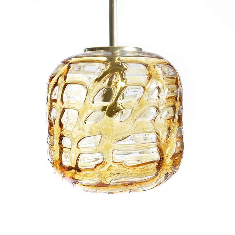 Vintage Amber Glass Ceiling Light from Doria - 1970s