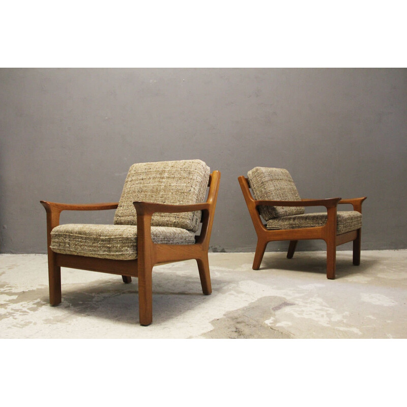 Suite de 2 fauteuils vintage danois en Teck par Juul Kristensen - 1970