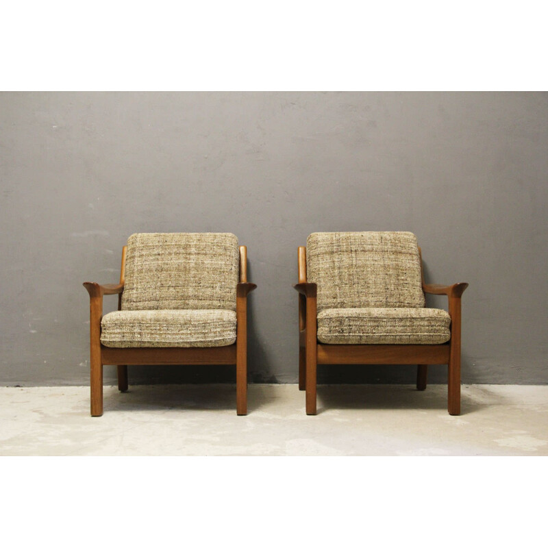 Suite de 2 fauteuils vintage danois en Teck par Juul Kristensen - 1970