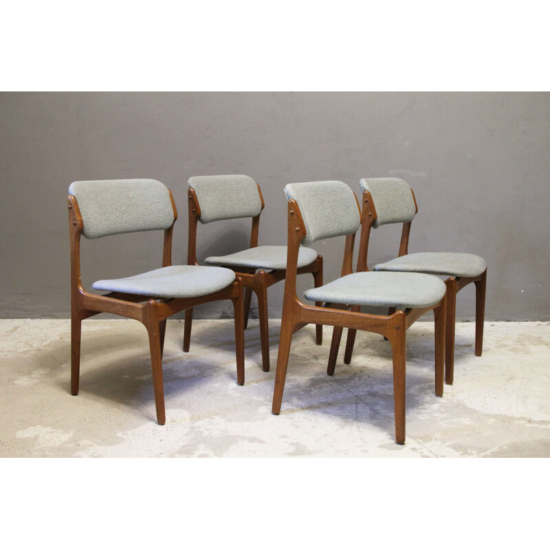 Set of 4 grey chairs "N 49" by Erik Buch for O.D. Mobler AS - 1960s