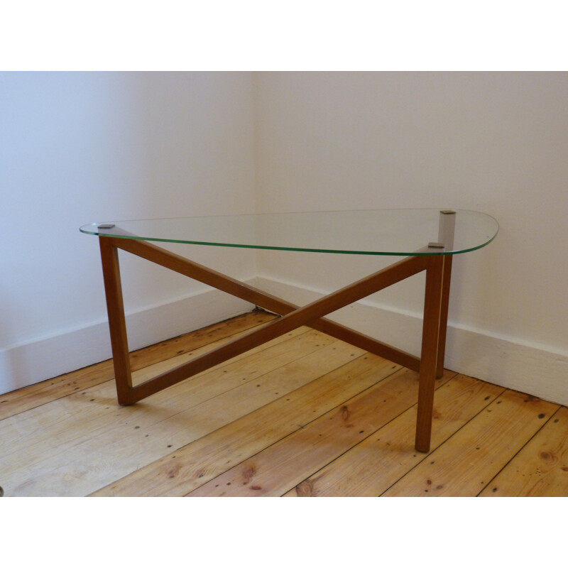 Vintage tripode coffee table in glass - 1950s