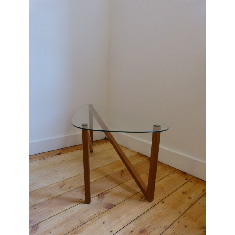 Vintage tripode coffee table in glass - 1950s