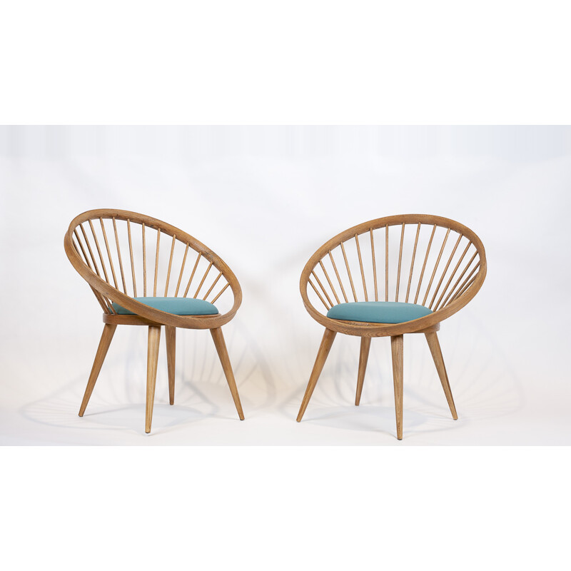 Set of 2 vintage swedish armchairs by Yngve Ekstrom - 1950s