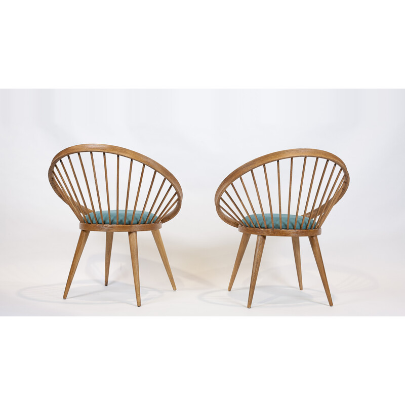 Set of 2 vintage swedish armchairs by Yngve Ekstrom - 1950s