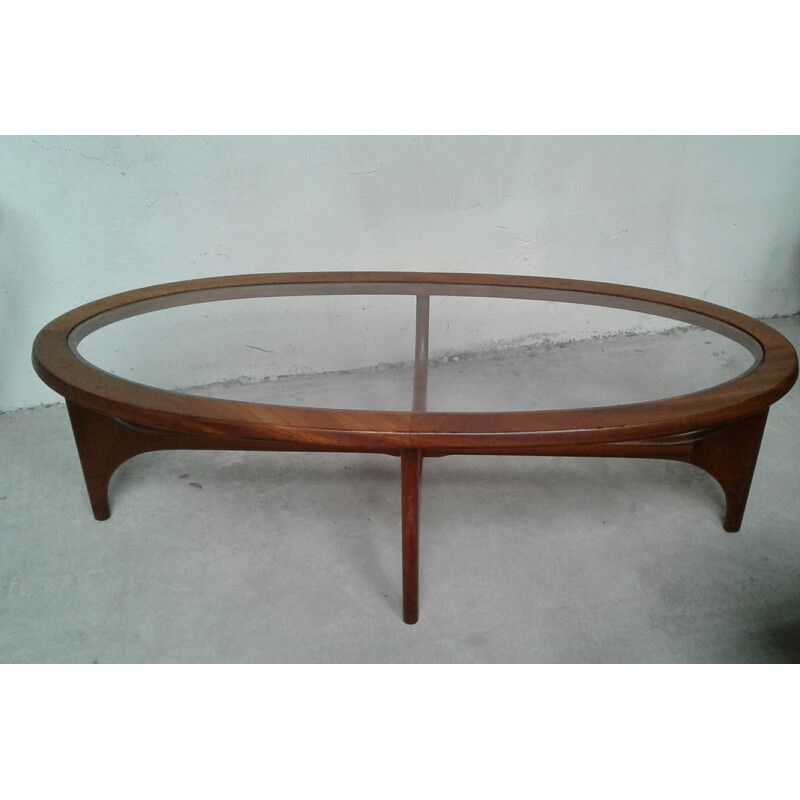 Oval Coffee Table in teak with Glass Top by Stateroom for Stonehill - 1960s