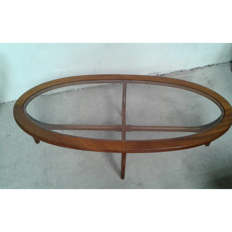 Oval Coffee Table in teak with Glass Top by Stateroom for Stonehill - 1960s