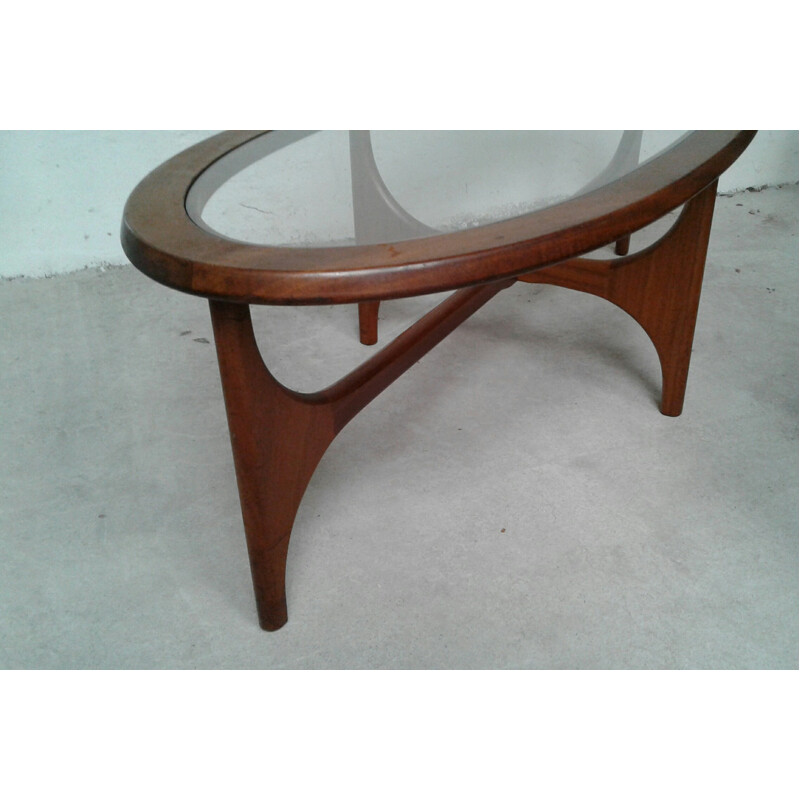 Oval Coffee Table in teak with Glass Top by Stateroom for Stonehill - 1960s