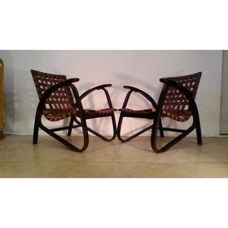 Suite aus 2 Vintage-Sesseln aus gebogenem Buchenholz von Jan Vaněk - 1930