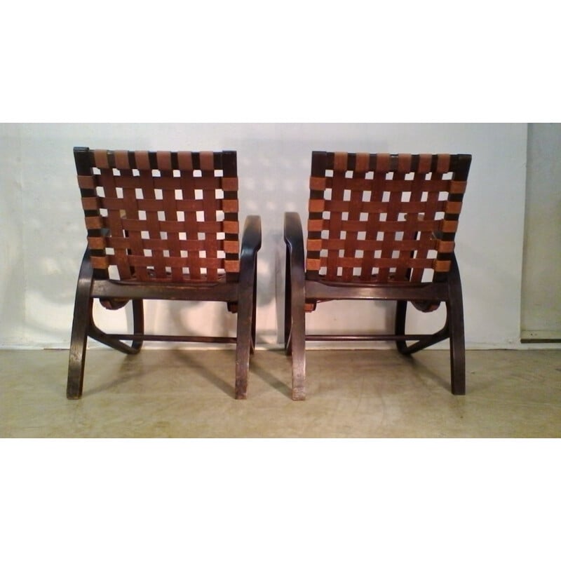 Conjunto de 2 sillones vintage de madera de haya curvada de Jan Vaněk - 1930