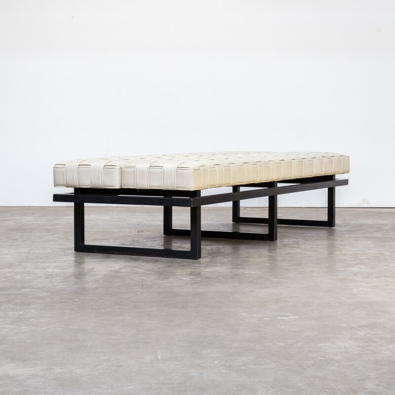 Leatherette and metal double sided seating bench - 1980s