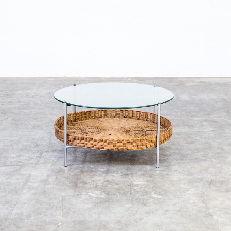 Vintage Round glass coffee table - 1960s