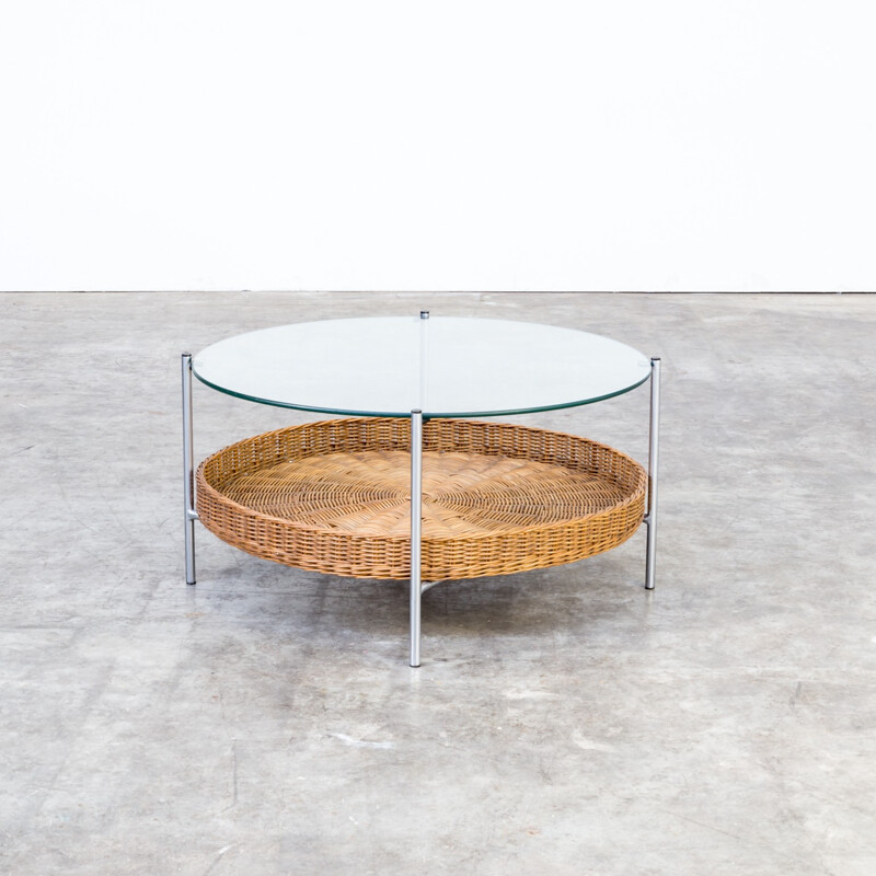 Vintage Round glass coffee table - 1960s