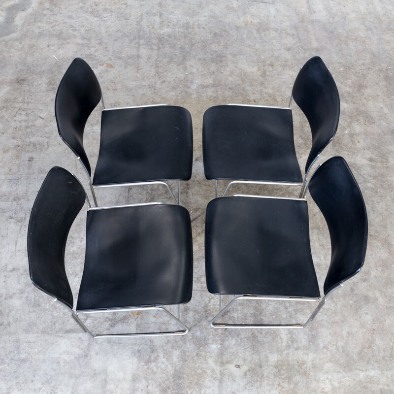 Conjunto de 4 cadeiras de empilhamento "404" em metal de David Rowland para OFS - 1970