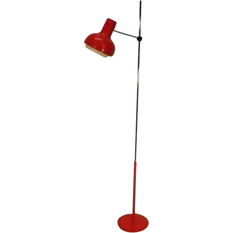 Vintage red and metal floor lamp by Hůrka, 1960