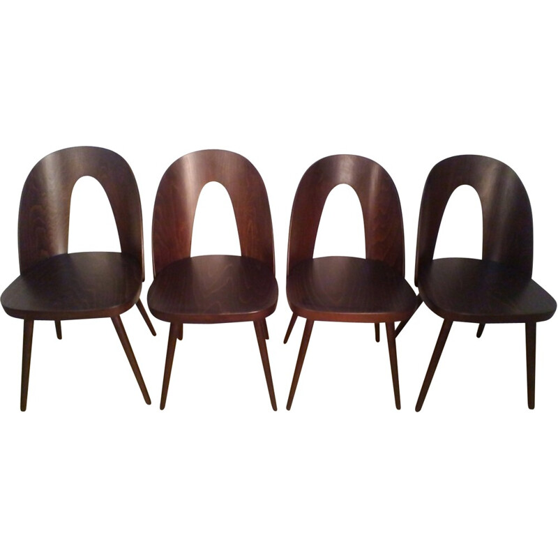 Suite de 4 chaises en hêtre par Antonín Šuman - 1960