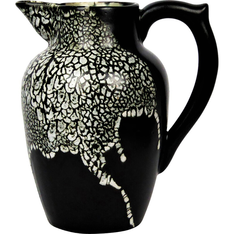 Black and white vase by Léon Pointu ceramic - 1930s