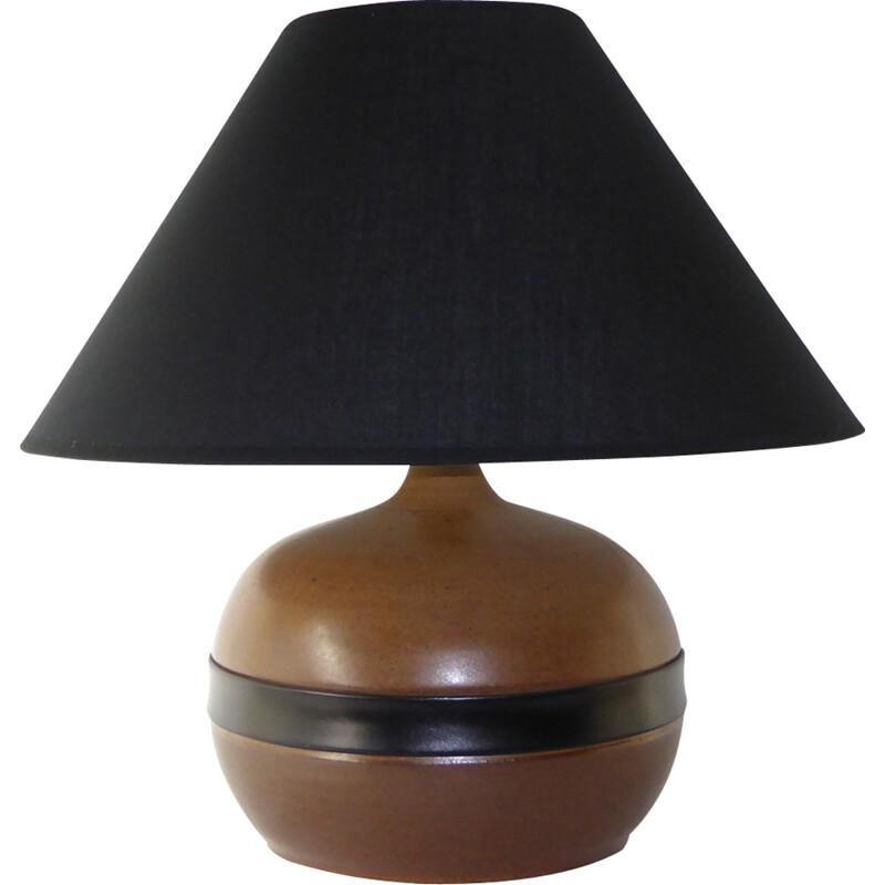 Vintage Ceramic and leather lamp by Gabriel Hamm - 1980s