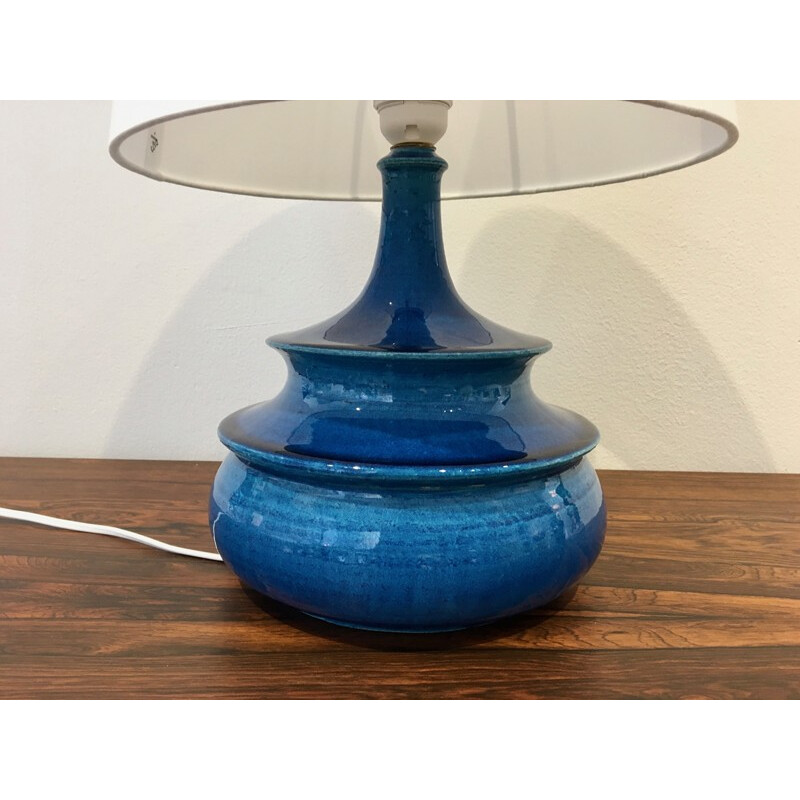 Lampe de table vintage turquoise par Nils Kähler pour HA Kahler - 1960