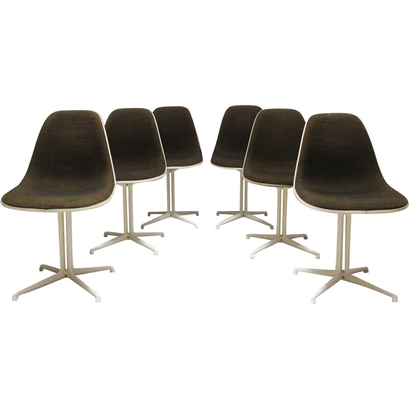 Vintage set of 6 "La Fonda" dining chairs in Fiber glass by Charles & Ray Eames for Herman Miller - 1960s