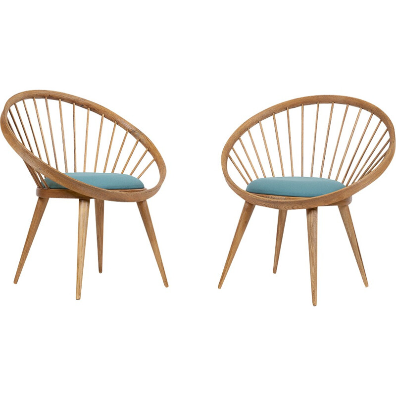 Set of 2 vintage swedish armchairs by Yngve Ekstrom - 1950s