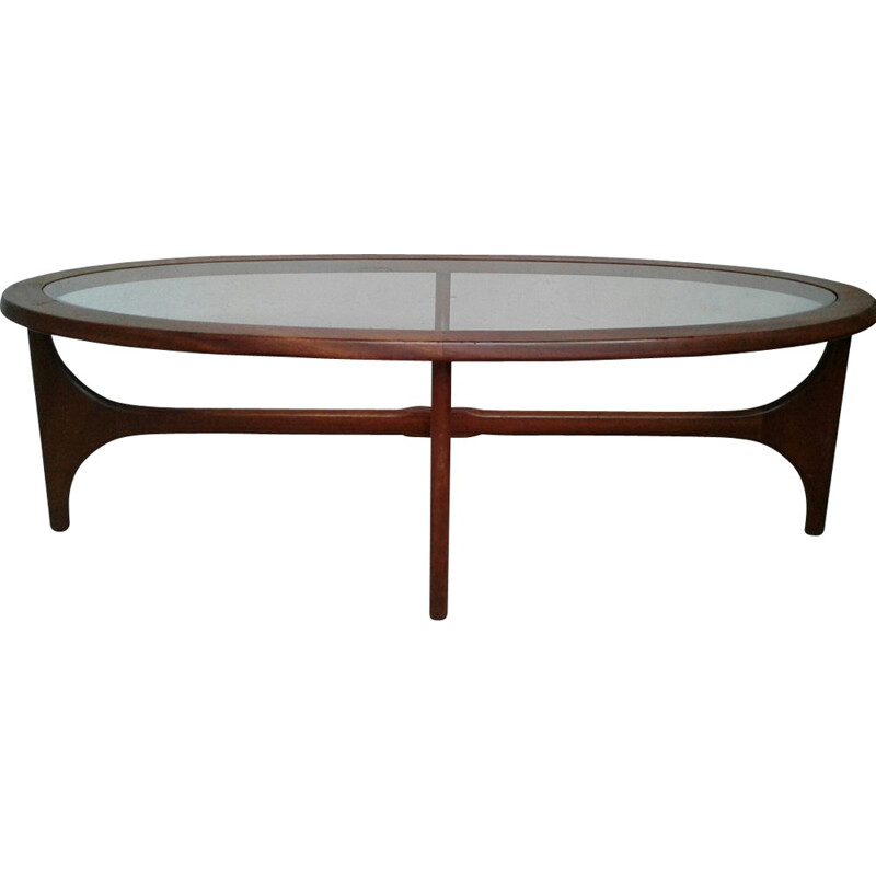 Oval Coffee Table in teak with Glass Top by Stateroom for Stonehill - 1960s