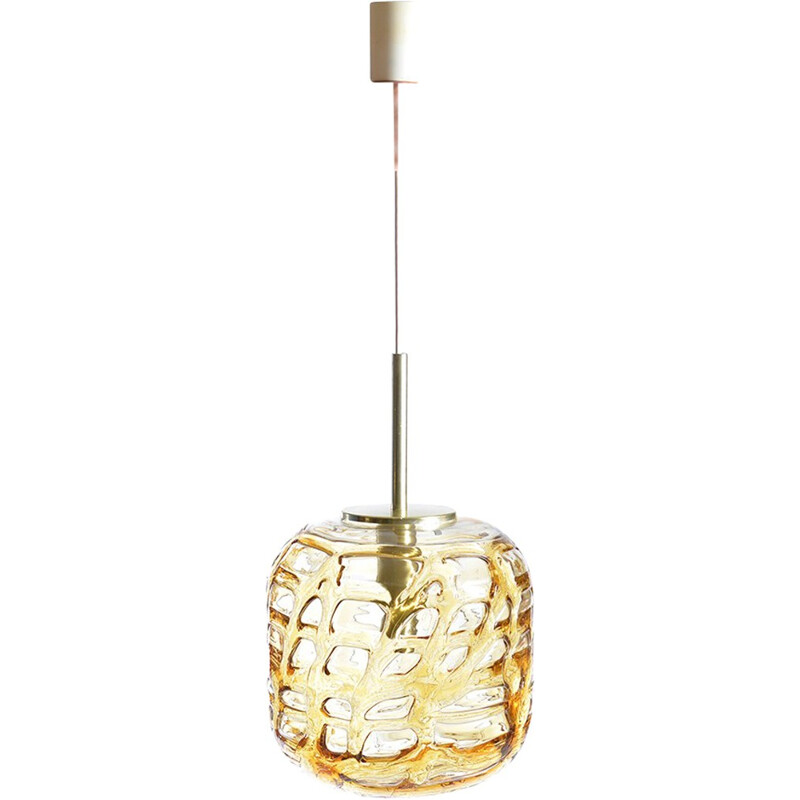 Vintage Amber Glazen Plafondlamp van Doria - 1970