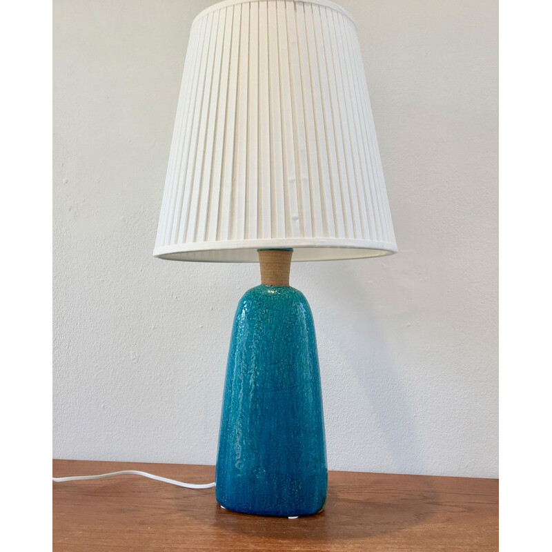 Vintage turquoise table lamp by Nils Kähler for Herman A Kahler Ceramic - 1950s