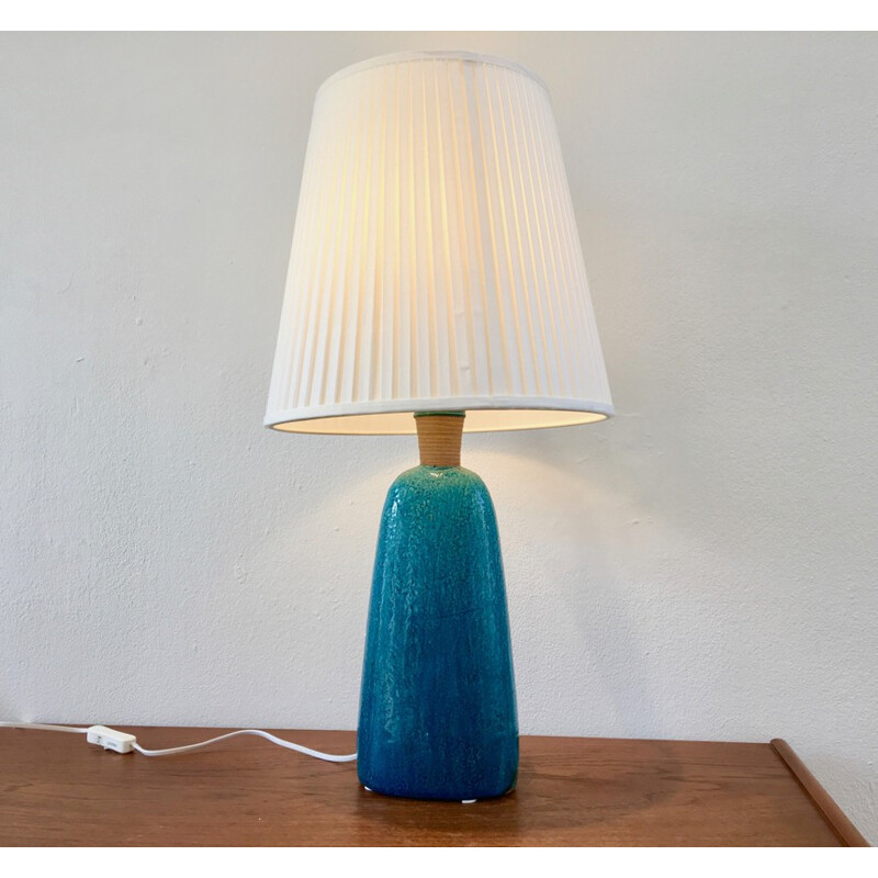 Vintage turquoise table lamp by Nils Kähler for Herman A Kahler Ceramic - 1950s