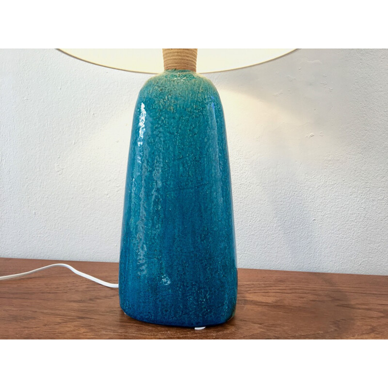 Vintage turquoise table lamp by Nils Kähler for Herman A Kahler Ceramic - 1950s